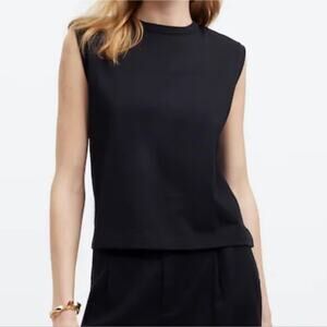 Madewell Structured Muscle Tee Tank Classic Black Top Padded Shoulders Size Med